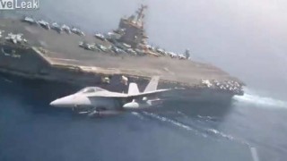 【動画】F/A-18スーパーホーネットで飛行中に機内から空母とか撮影した動画